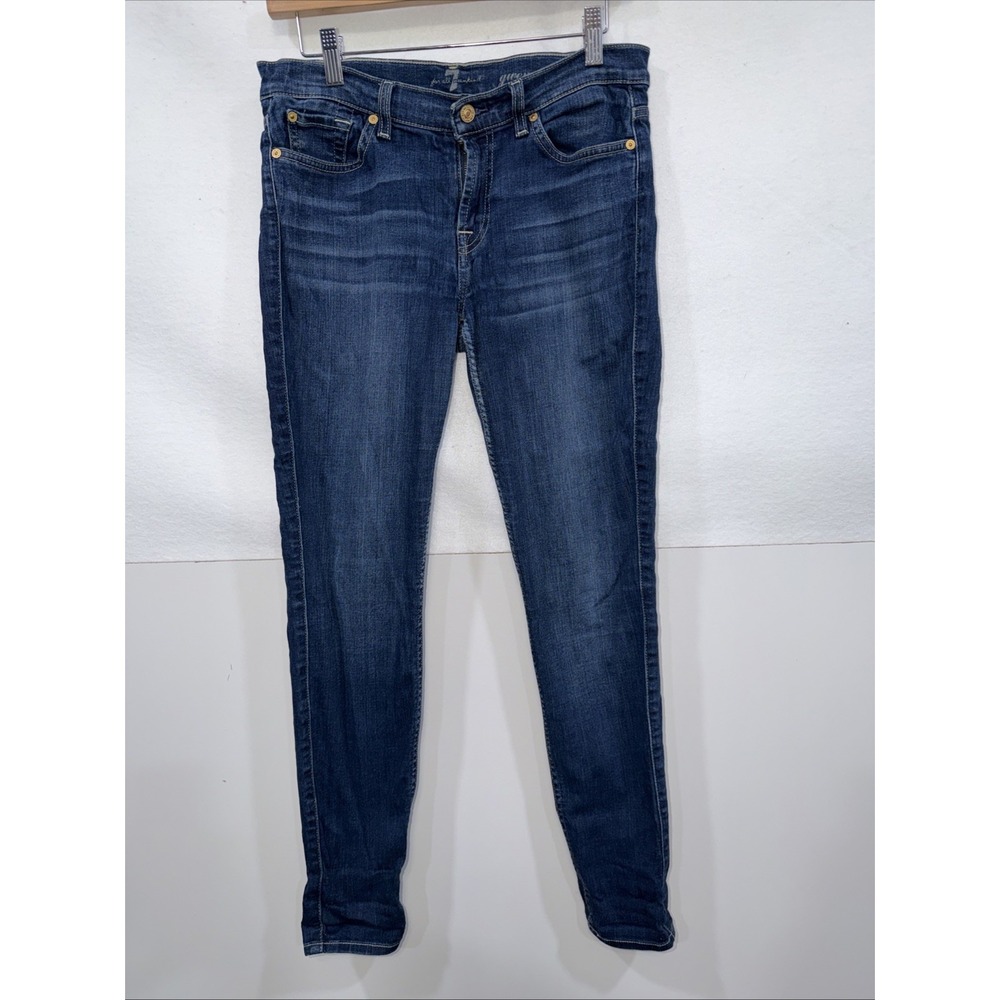 7 For All Mankind Jeans Gwenevere‎ Slim Skinny Jeans Blue Distressed SZ 28 EUC